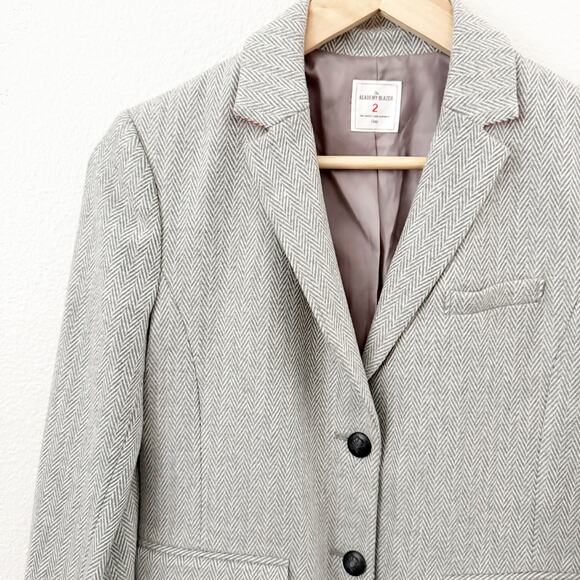 BANANA REPUBLIC | Herringbone Academy Blazer Gray White Wool Blend | Size 2 - Picture 3 of 10
